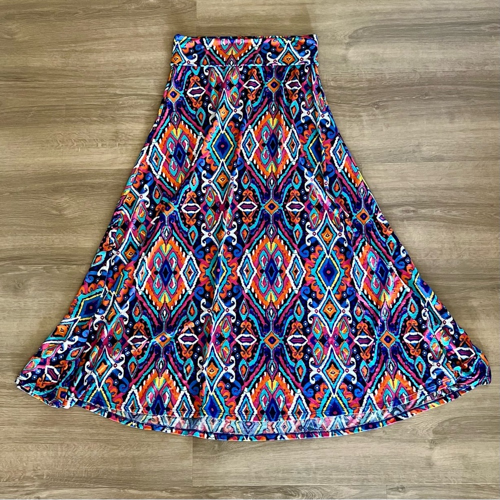 Lularoe Colorful Geometric Patterned Women's Maxi Skirt, Size Small